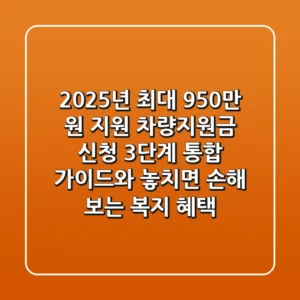 "2025년 최대 950만 원 지원", 차량지원금 신청 3단계 통합 가이드와 놓치면 손해 보는 복지 혜택