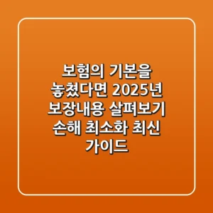"보험의 기본을 놓쳤다면", 2025년 보장내용 살펴보기: 손해 최소화 최신 가이드
