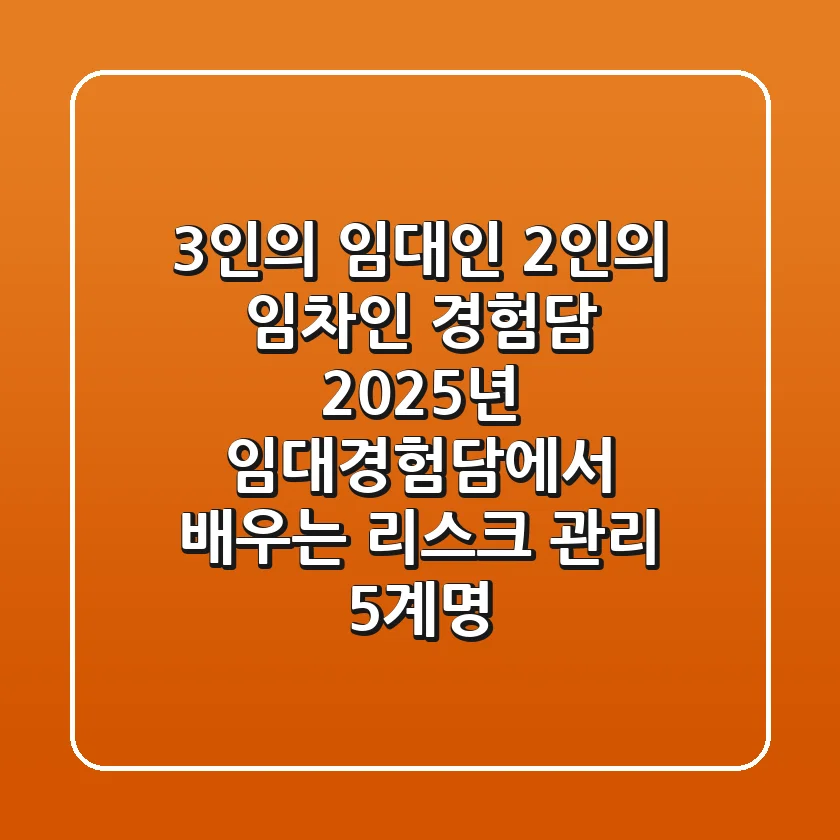 "3인의 임대인, 2인의 임차인 경험담", 2025년 임대경험담에서 배우는 리스크 관리 5계명