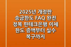 “2025년 개정판”, 송금한도 FAQ 완전 정복: 핀테크·은행 이체 한도 증액부터 실수 복구까지