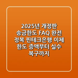 "2025년 개정판", 송금한도 FAQ 완전 정복: 핀테크·은행 이체 한도 증액부터 실수 복구까지