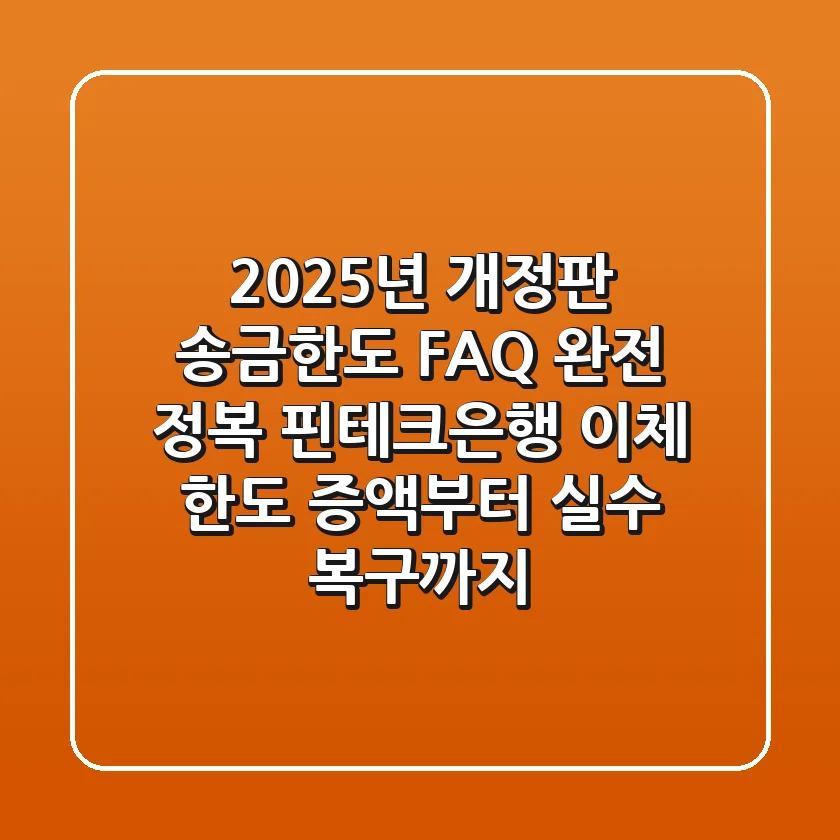 "2025년 개정판", 송금한도 FAQ 완전 정복: 핀테크·은행 이체 한도 증액부터 실수 복구까지
