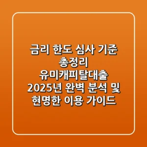 "금리, 한도, 심사 기준 총정리", 유미캐피탈대출 2025년 완벽 분석 및 현명한 이용 가이드