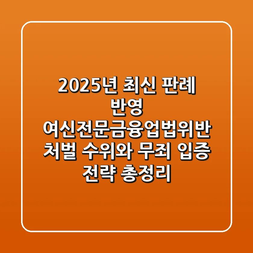 "2025년 최신 판례 반영", 여신전문금융업법위반 처벌 수위와 무죄 입증 전략 총정리