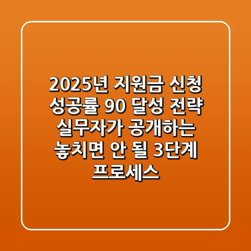 "2025년 지원금 신청 성공률 90% 달성 전략", 실무자가 공개하는 놓치면 안 될 3단계 프로세스
