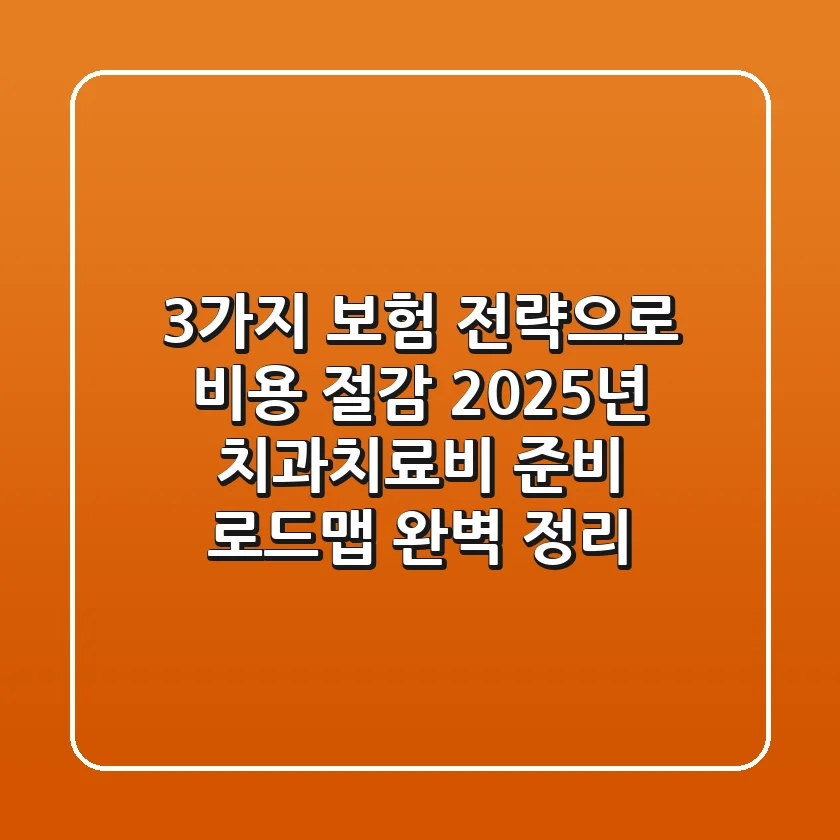 "3가지 보험 전략으로 비용 절감", 2025년 치과치료비 준비 로드맵 완벽 정리