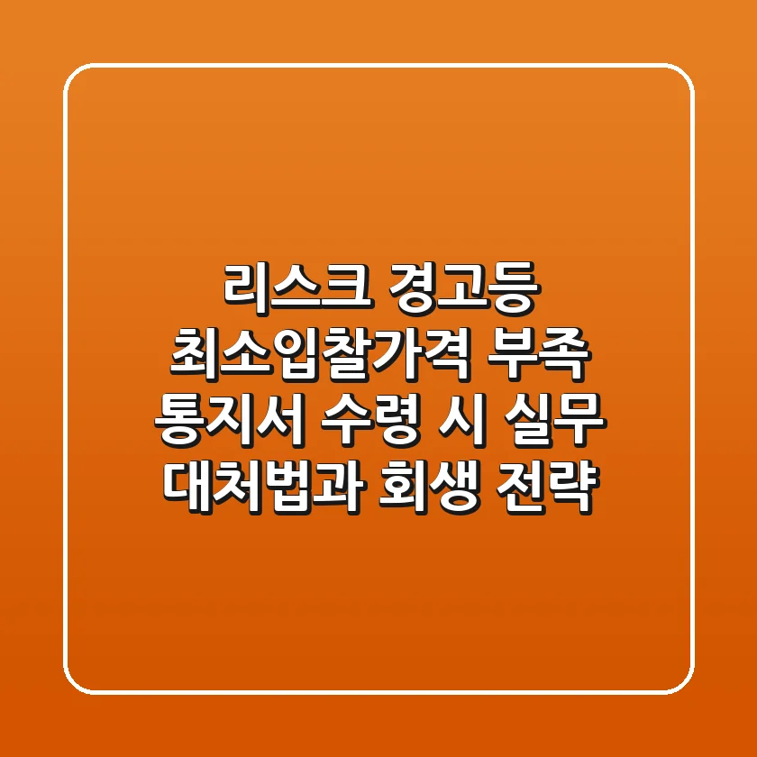 "리스크 경고등", 최소입찰가격 부족 통지서 수령 시 실무 대처법과 회생 전략