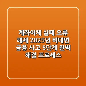 "계좌이체 실패, 오류 해제" 2025년 비대면 금융 사고, 5단계 완벽 해결 프로세스