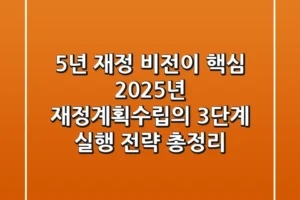 “5년 재정 비전이 핵심”, 2025년 재정계획수립의 3단계 실행 전략 총정리