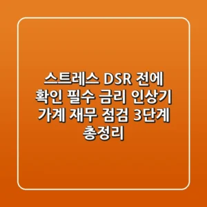 "스트레스 DSR 전에 확인 필수", 금리 인상기 가계 재무 점검 3단계 총정리