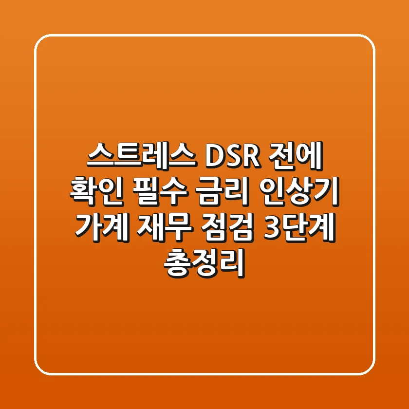 "스트레스 DSR 전에 확인 필수", 금리 인상기 가계 재무 점검 3단계 총정리