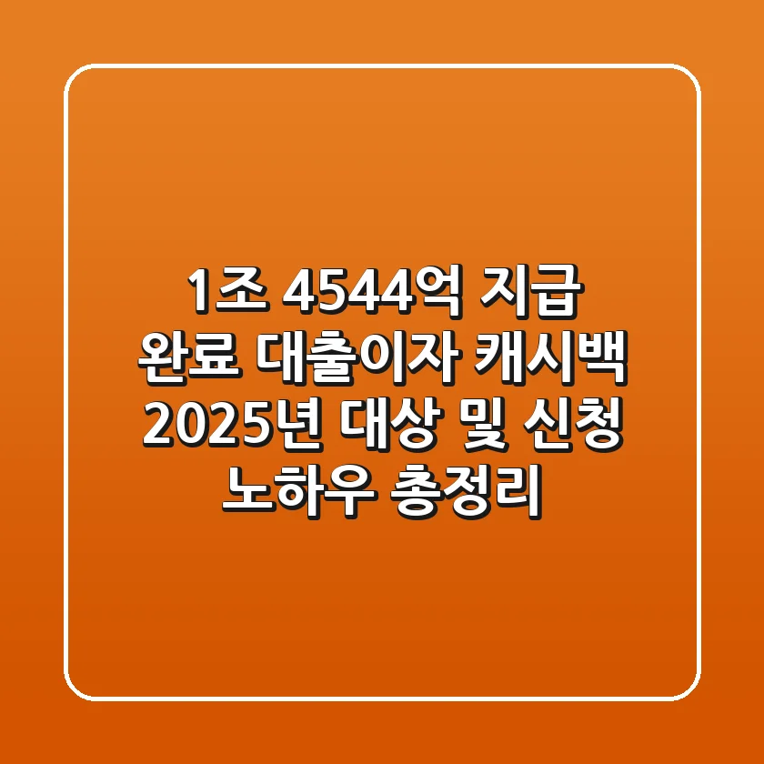 "1조 4,544억 지급 완료", 대출이자 캐시백 2025년 대상 및 신청 노하우 총정리