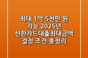 “최대 1억 5천만 원 가능?”, 2025년 신한카드대출최대금액 결정 조건 총정리