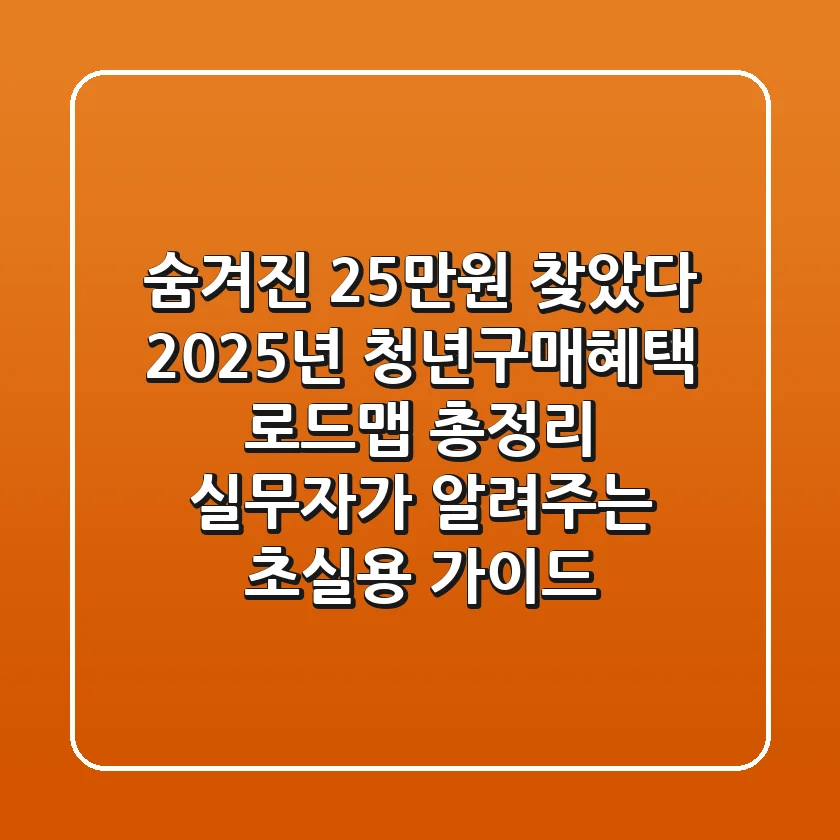 "숨겨진 25만원+α 찾았다", 2025년 청년구매혜택 로드맵 총정리: 실무자가 알려주는 초실용 가이드